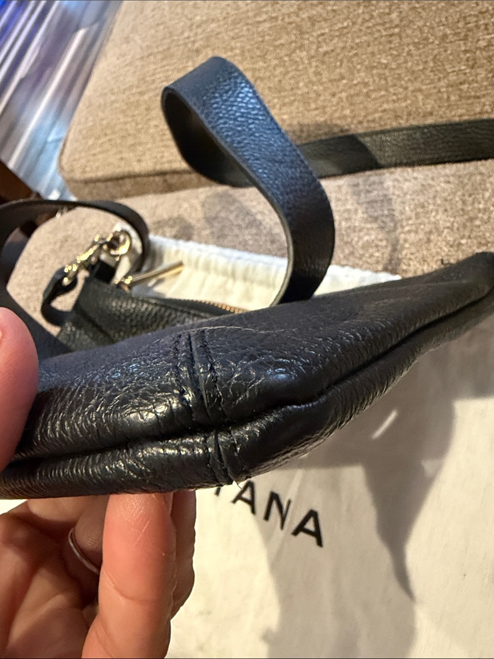 Cuyana Black Pebbled Leather Crossbody with Gold Hardware - Picture 8 of 9